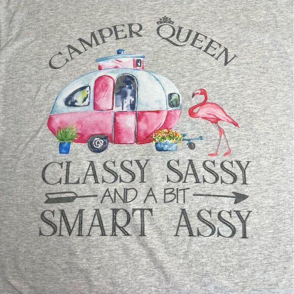 Fruit of the Loom Camper Queen Heather Gray Crew Neck Short Sleeve Tee Women XL - Picture 3 of 12
